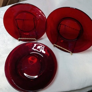 Vintage Anchor Hocking Royal Ruby Red 2 6.5" & 2 6"  Bread Butter Dessert Plates