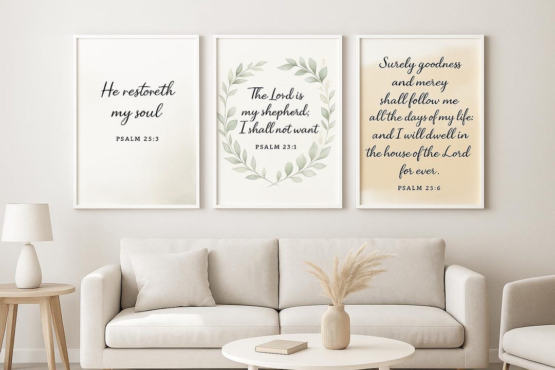 Psalm 23 Scripture Wall Art Set – Bible Verse Prints – Christian Decor ...