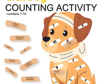 Sick Dog Counting Activity, Number Recognition (Printable)