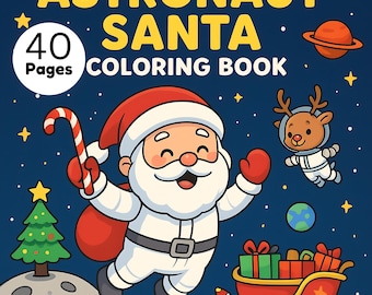 Astronaut Weihnachtsmann Malbuch für Kinder, 40 Weihnachtsseiten (PDF)