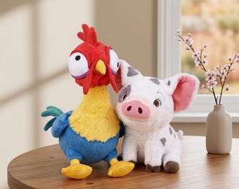 Kawaii Pig and Rooster Plush Toy Cute Stuffed Animal Soft Cartoon Farm Plush Pillow Gift for Kids Room Decor Sleep Toy