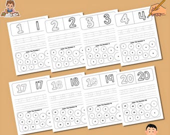 20 Number tracing worksheets tracing and counting practice trace Sheets preschool printable