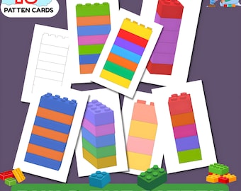 Toddler Pattern Cards: Building Bricks Activity, Fine Motor Skills (Digital Download)