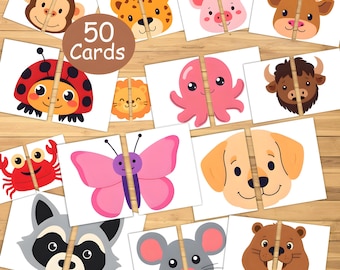 Animals Matching Game for Toddlers, Preschool Learning (Printable PDF)