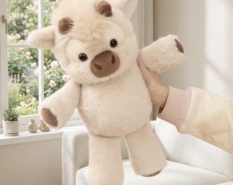 Highland Cow Plush Toy 40cm – Cute Soft Cow Stuffed Animal, Fluffy Cuddly Farm Plush, Cozy Comfort Companion Gift for Kids & Adults