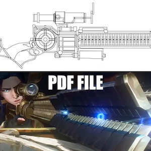 May include: A detailed line drawing of a rifle with a scope, and a color image of a person aiming a golden rifle. The text "PDF FILE" is displayed in bold white letters across the image.