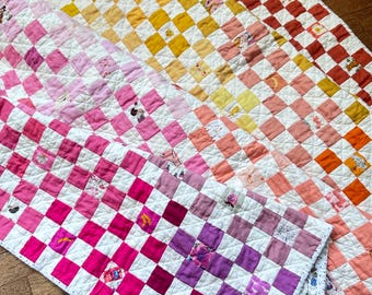 9 Patch Scrappy Colorful Quilt