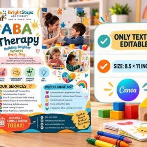 ABA Therapy Flyer Template | Autism Behavior Services Clinic (Editable Canva)