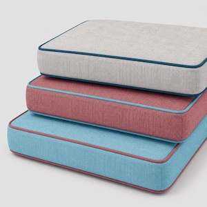 Custom canvas cushion covers. 1-6" inch thickness zippered. Piped. For daybed, bench, chair.