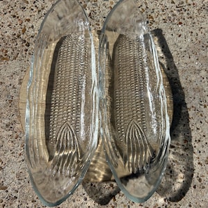 Vintage Corn Cob Glass Plate Set – Retro BBQ Serveware