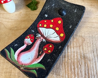 Hand Painted Terracotta Mushroom Incense Holder – Fairy Forest Decor