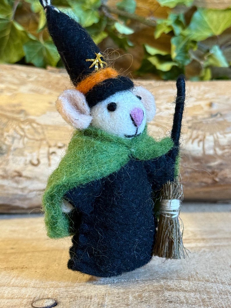 Wizard Boo Needle Felted Halloween Mouse Ornaments – Witch, Wizard, or “boo” - Etsy