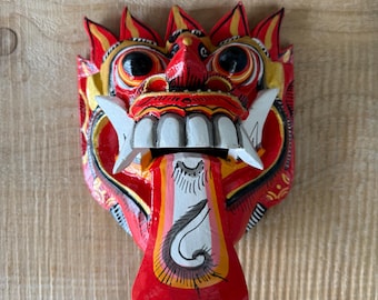 Hand Carved Rangda Mask – Balinese Evil Spirit Protector Wall Art