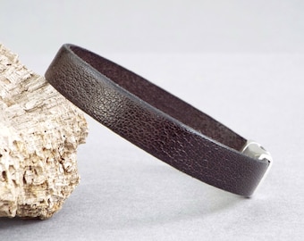 Leather Bracelet, Unisex Leather Wristband, Boyfriend Gift, Girlfriend Gift, Leather Anniversary, Husband Gift