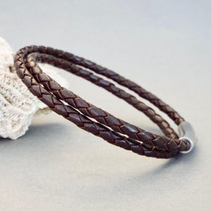 Mens Brown Leather Bracelet, Boyfriend Gift, Braided Bracelet, Men's Leather Jewellery, Jewellery for Him