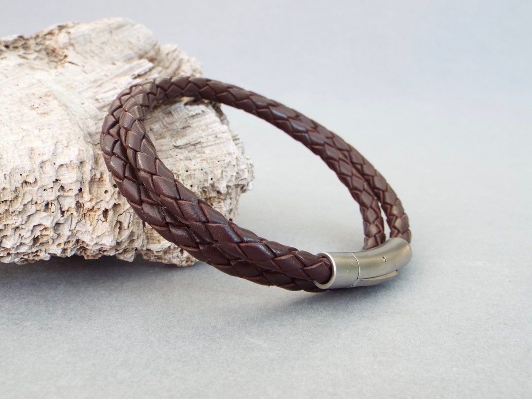 Braccialetti In Pelle Intrecciata Con Perline Di Legno - Uomo E Donna, Regolabili - Foto 6