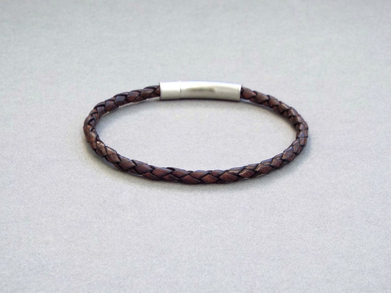 Mens Leather Bracelet, Braided Bracelet, Boyfriend Gift, Men's Leather Jewelry, Jewelry for Him image 6