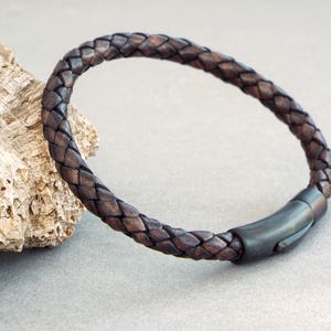Herren Lederarmband, schwarz/braun Leder, Leder Jahrestag Geschenk, Freund Geschenk, benutzerdefinierte Größe und Passform