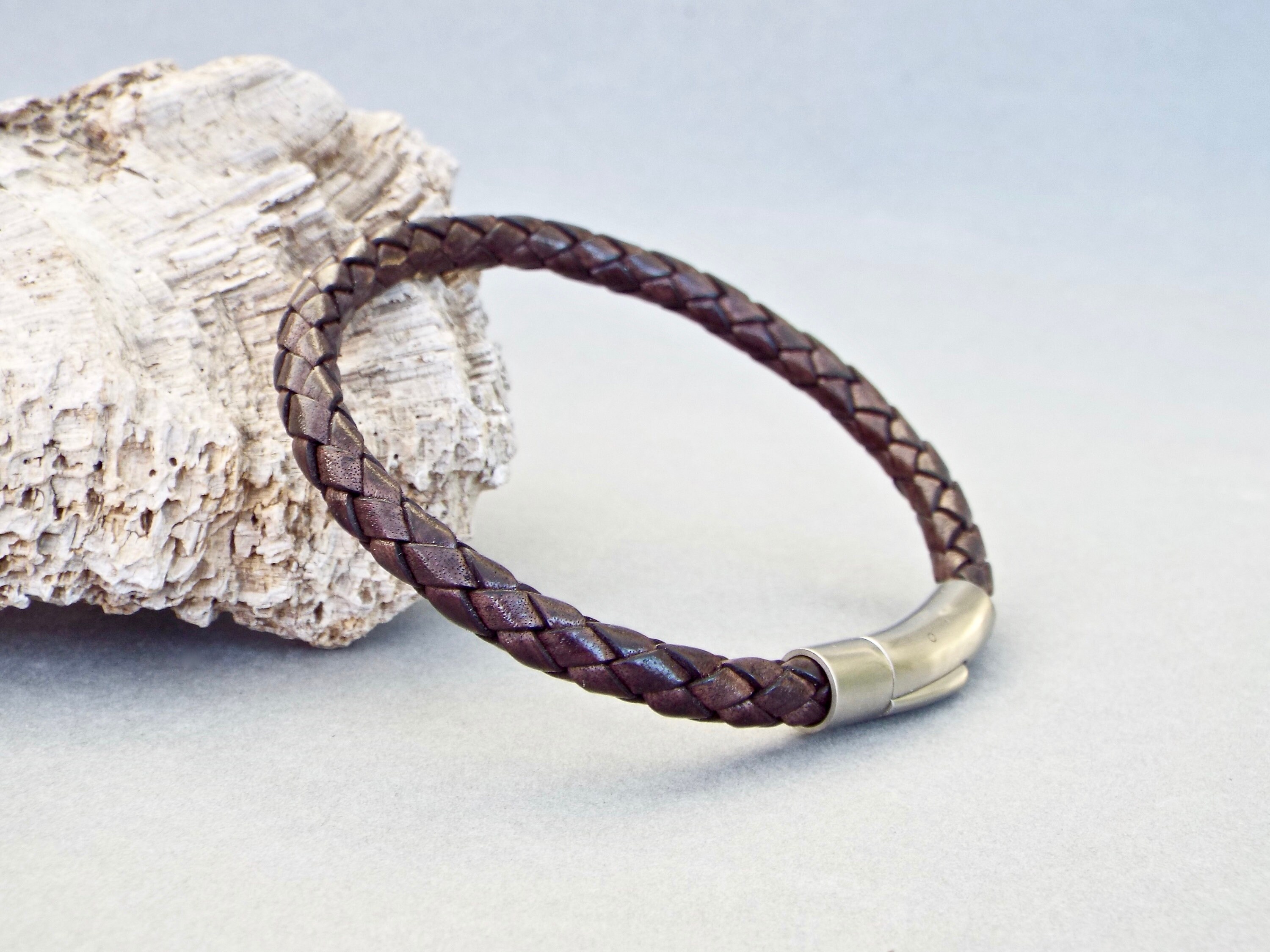 Mens Leather Bracelet Boyfriend Gift Blue Leather Mens Etsy UK