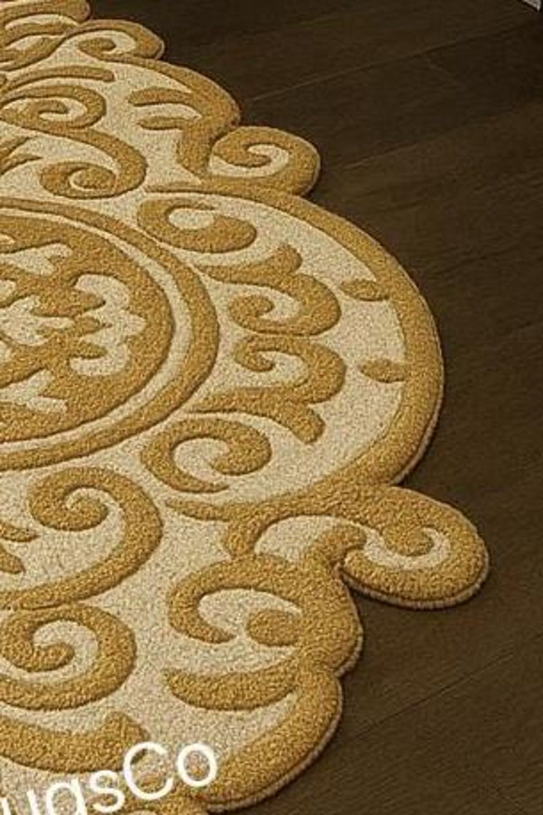 Goldan Rug Luxurious Golden Ornate Carpet – Handcrafted Royal-inspired Rug ...