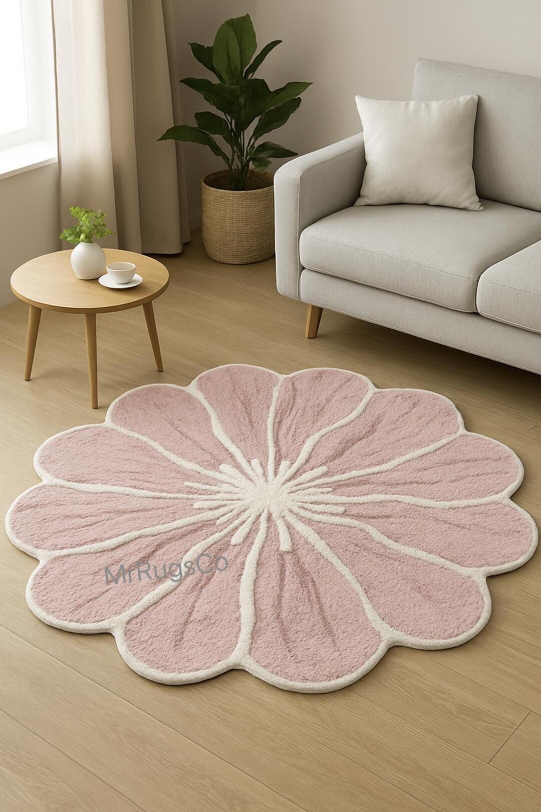 Pink Floral Rug – Handmade Flower Shaped Area Carpet - Etsy