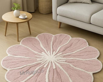 Pink Floral Rug – Handmade Flower Shaped Area Carpet