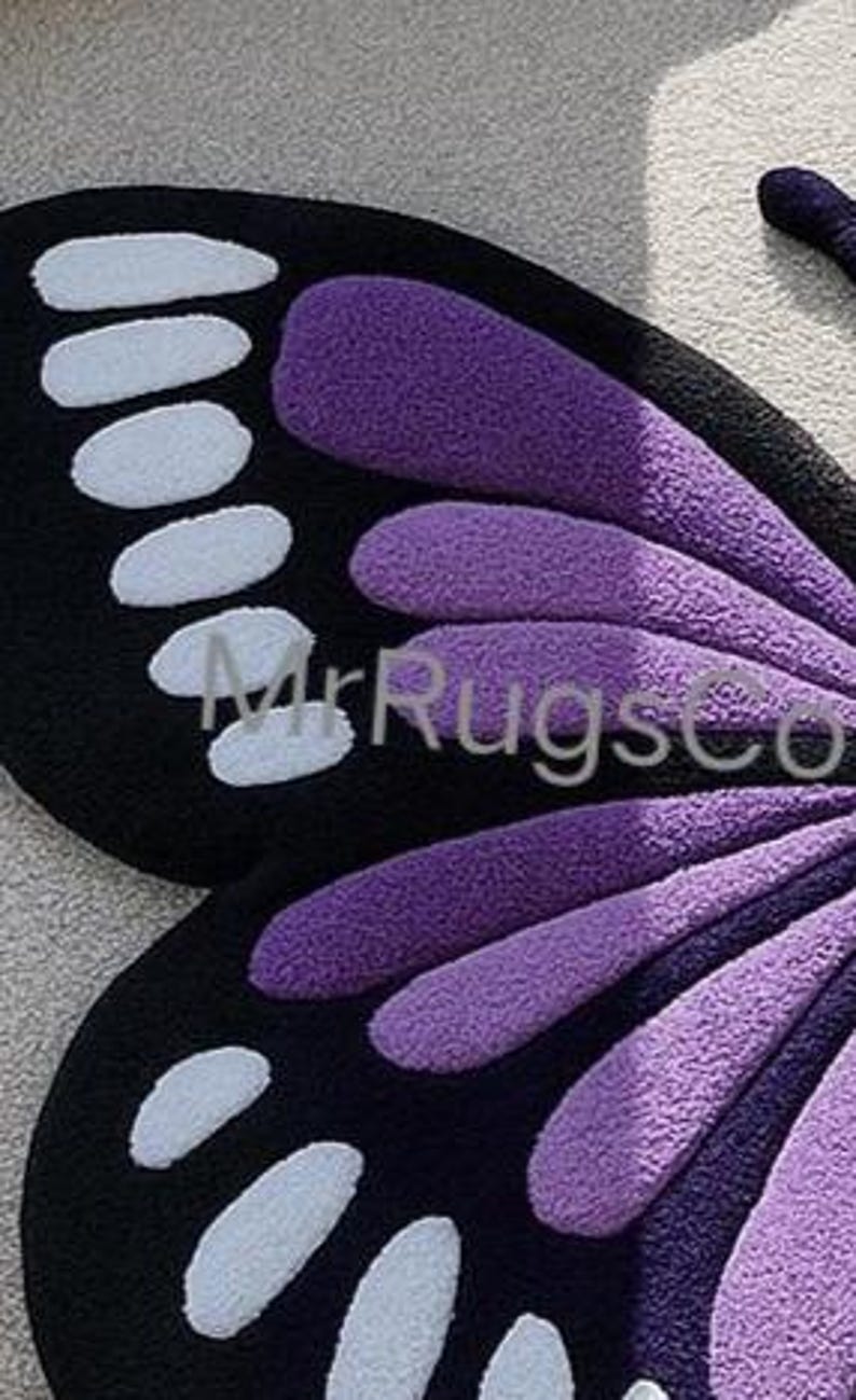Purple Butterfly Rug – Modern Tufted Area Carpet, Kids Room Decor - Etsy
