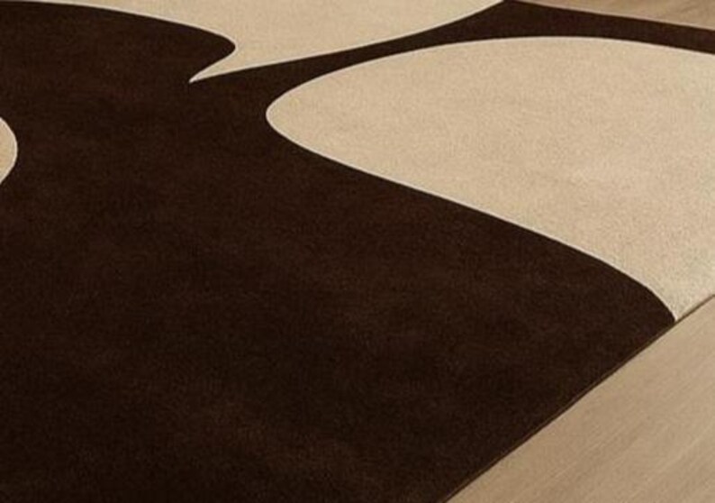 Modern Botanical Area Rug – Brown & Cream Leaf Design image 6