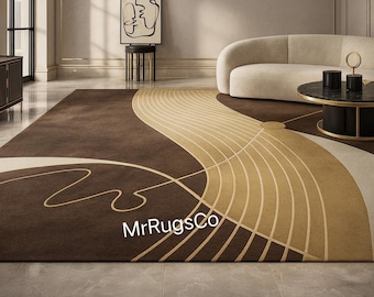 Modern Luxury Tufted Area Rug – Abstract Wave Design | Living Room, Bedroom, Office Décor