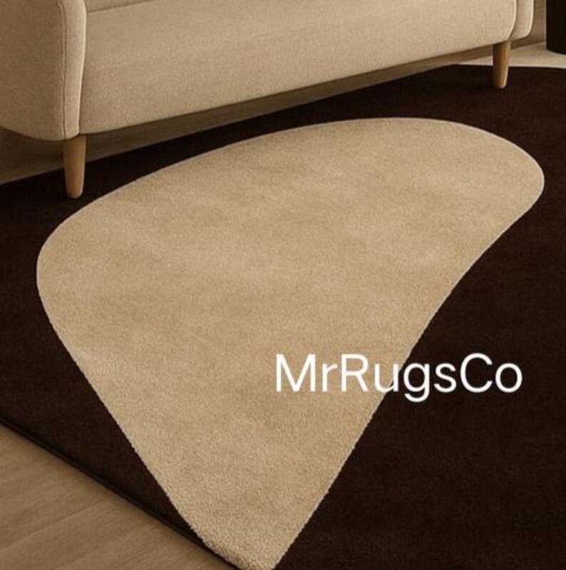 Modern Botanical Area Rug – Brown & Cream Leaf Design image 7
