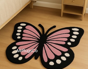 Pink Butterfly Rug – Handmade Tufted Accent Rug