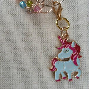 Unicorn Enamel Charm Progress Keeper with Ring Stitch Markers