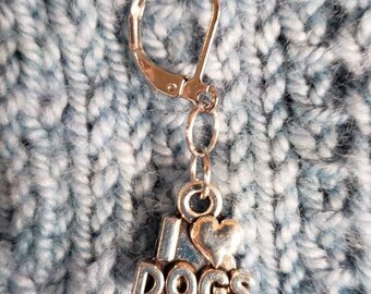 I Love Dogs Progress Keeper  Metal Charms Stitch Marker
