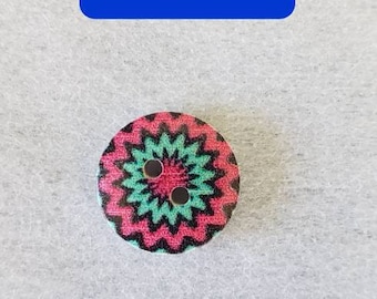 Painted wood Buttons/15mm Wooden buttons/6 pcs/2 hole buttons/Sewing supplies/Scrapbooking/Crafts