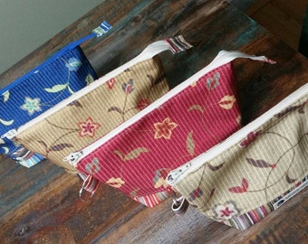 Bolsa con cremallera con diseño floral vintage, bolsa para proyectos de pastel de hilo