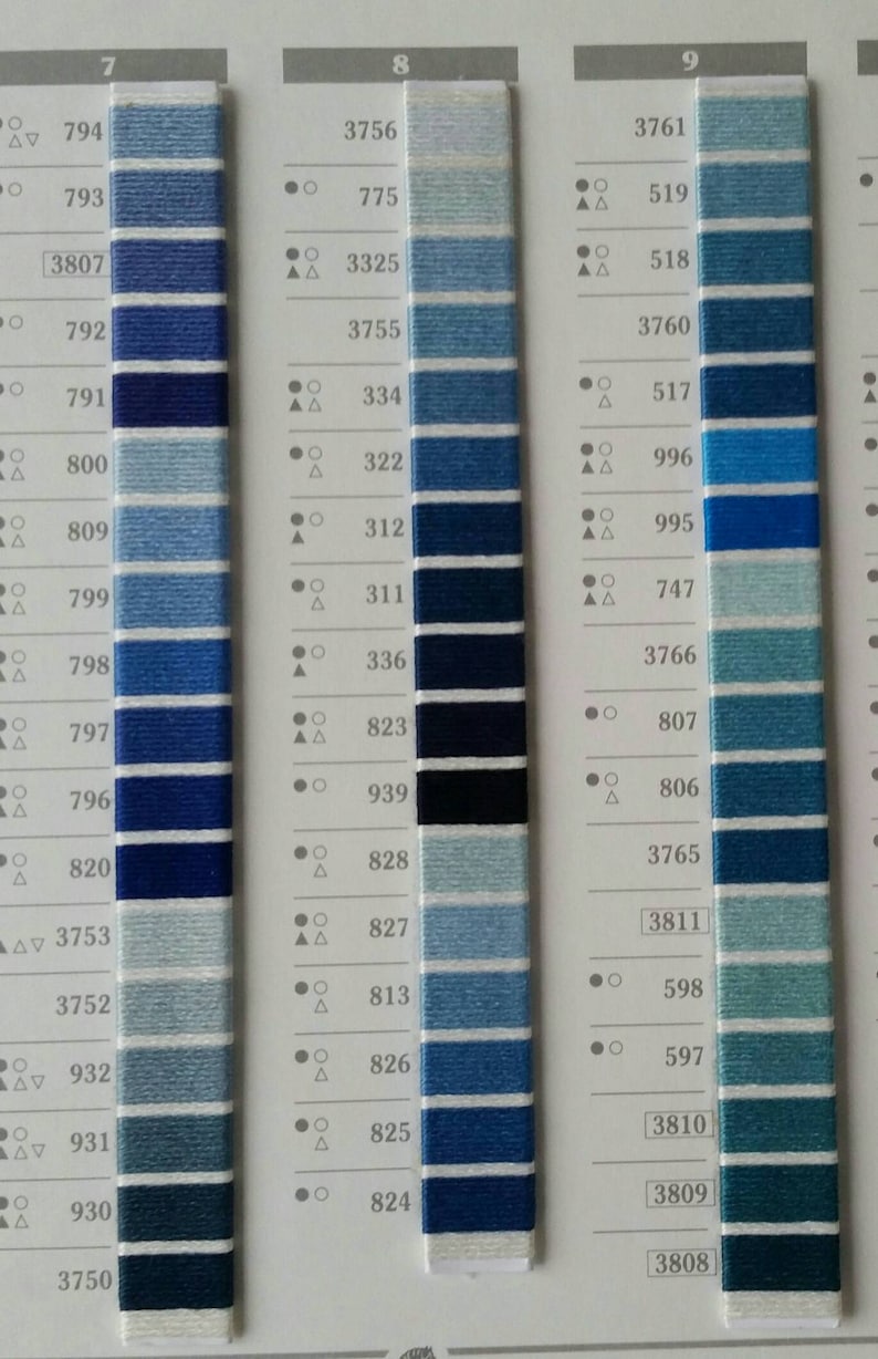 DMC Embroidery Floss Shades of Blue DMC Cotton Embroidery Etsy