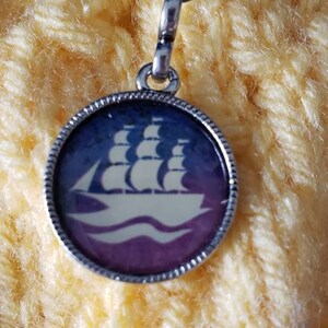 Nautical Progress Keeper, Sailboat Charm, Knitting Crochet Marker