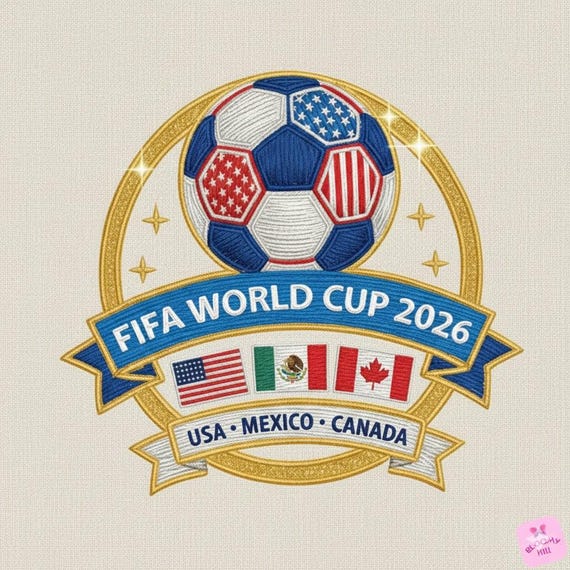 World Cup 2026 Embroidery Design, USA Mexico Canada Soccer Pattern, Machine Embroidery File, 5 Size, Instant Download