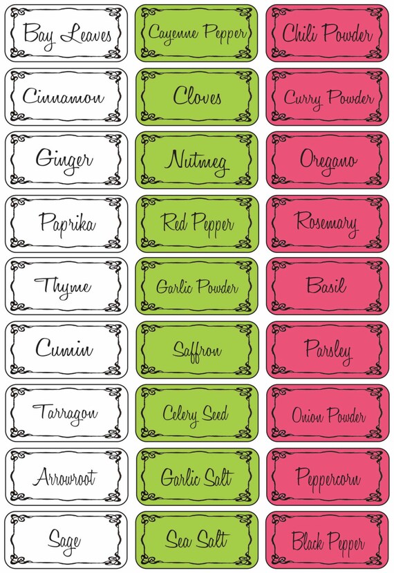 Printed labels for spices