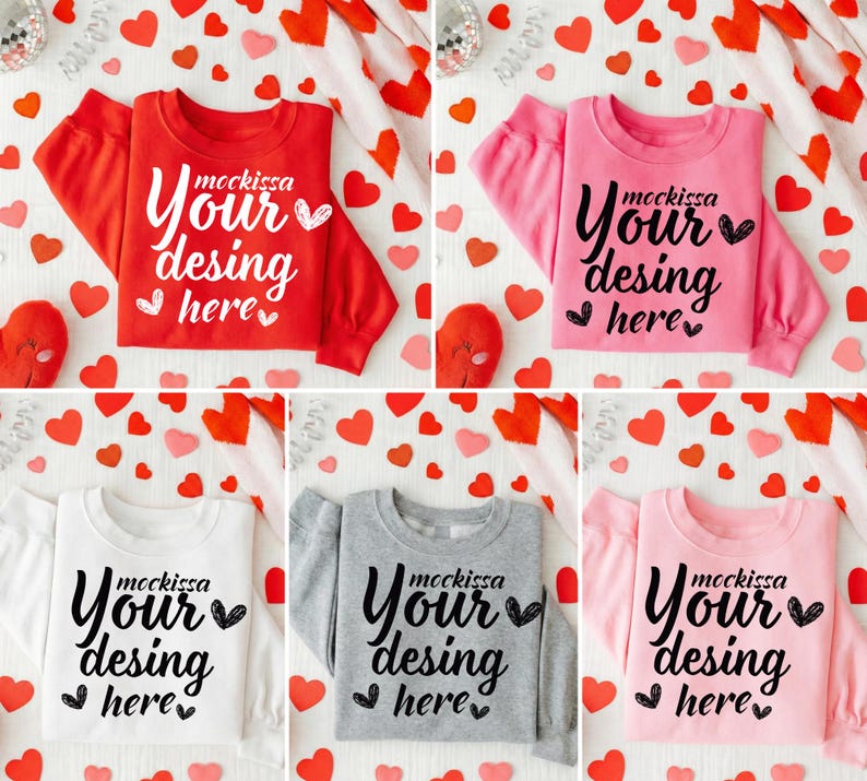 Conjunto de maquetas de sudaderas para San Valentín – Gildan 18000 ...