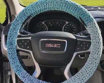 Crochet Steering Wheel Cover - Mandala Ombre Yarn Car Accessory | Vehicle Decor Gift for Her