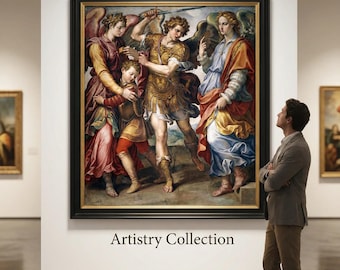 Archangel Michael Art Print | Angel Sword Illustration | Religious Wall Art | Digital Download | Catholic Gift | Spiritual Art | PosterDecor