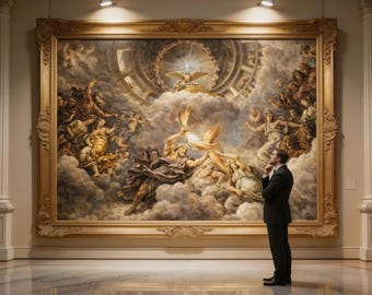 Baroque Digital Wall Art - Lightning Gods & Mythical Creatures - Renaissance Ceiling Mural - Printable Decor - Celestial Painting Download