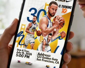 Editable Curry Warriors Invitation, Curry Warriors Birthday Invitation, Printable Birthday Party Invitation, Digital Basketball Party Invite