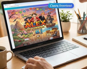 Customizable Anime Birthday Invitation | Naruto, Luffy & Ichigo Design | Fun Digital Party Invite for Kids | Instant Download, Editable PDF