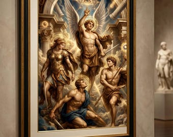 3 Epic Angel Warrior Art Print | Divine Mythology Digital Artwork | Powerful Fantasy Character Illustration | High-Quality Downloadable Art