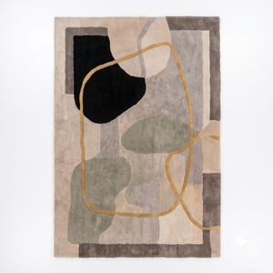 Hand Tufted Wool Area Rug, Bohemian Abstract Patchwork Design, Custom Sizes (2X3-5X7 Feet)