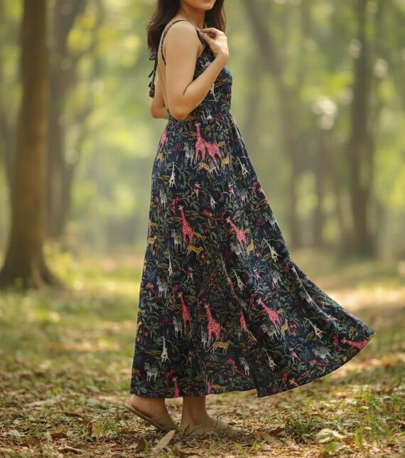 chinese dress ladies Safari Maxi Dress  Blu Boutique Corp