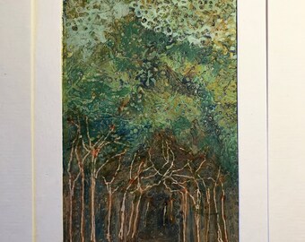 Original Mixed Media Painting of Trees