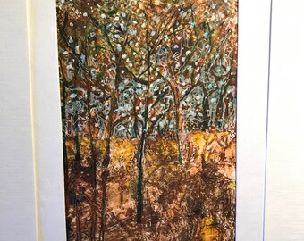 Original Mixed Media Painting of Trees